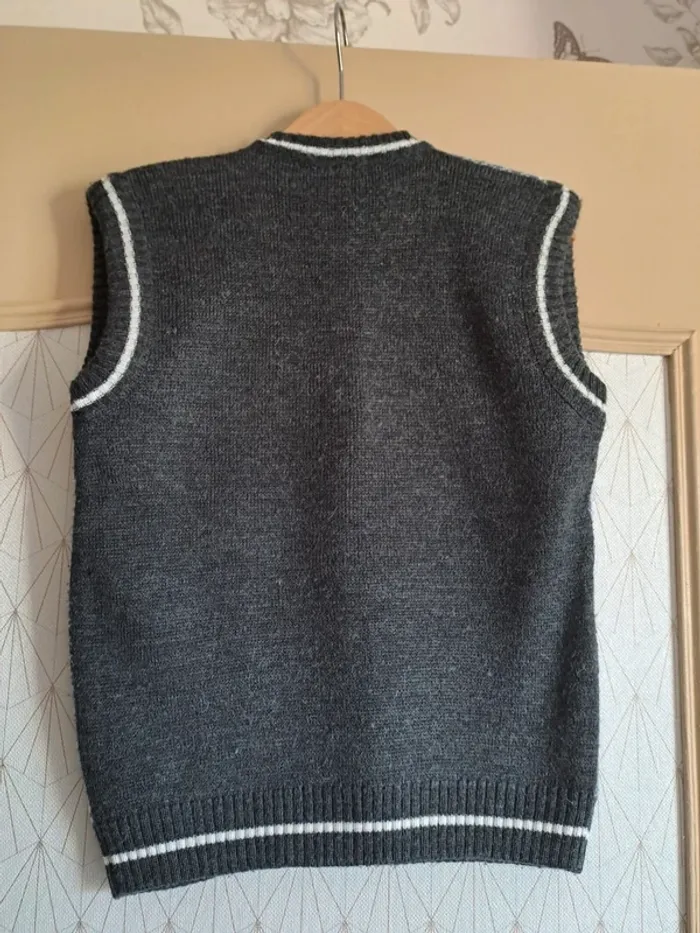 Pull sans manche bleu gris garçon deMetz 5 ans taille plus 6-ans tbe - photo numéro 3