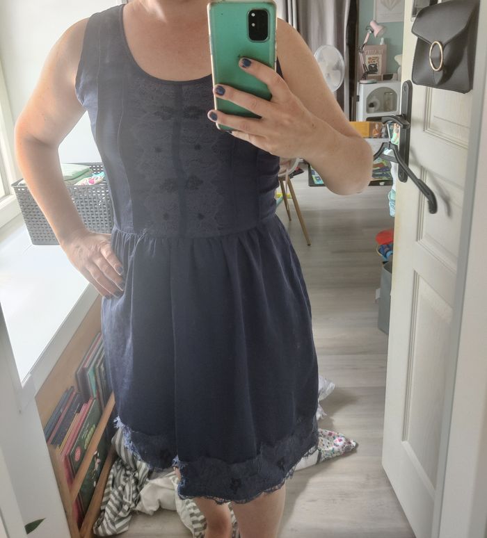 Robe bleu satinée chic Promod Taille 38 - photo numéro 3