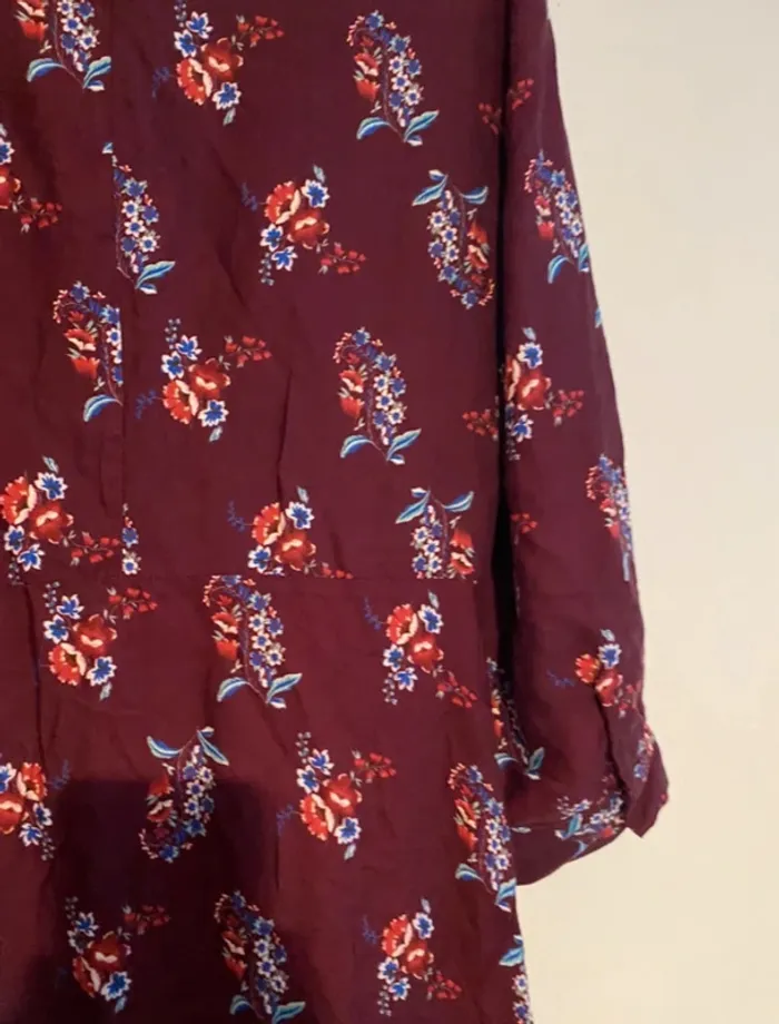 Robe Promod bordeaux fleurie – taille 34 – neuve - photo numéro 9
