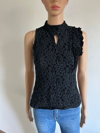Haut noir et doré en dentelle Morgan taille 38 bon état (taille petit)