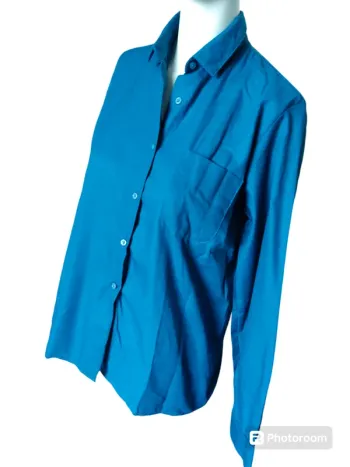 Chemisier chemise top tunique printemps été automne classique basic bleu canard pétrole mixte