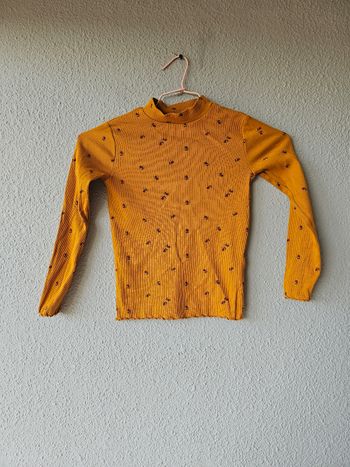 Tee shirt à manches longues moutarde avec fleurs pour fille