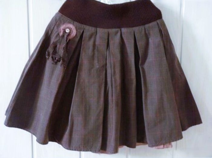 Jupe Fille Pomme Framboise 8 ans carreaux marron rose TBE - photo numéro 2