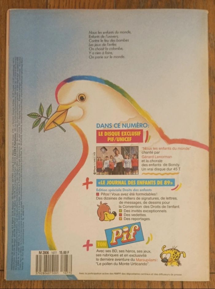 Ancien magazine Pif numéro spécial Unicef N°1077 1990 vintage - photo numéro 9