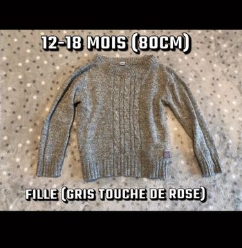 Pull gris rose fille 80 cm 12 18 mois
