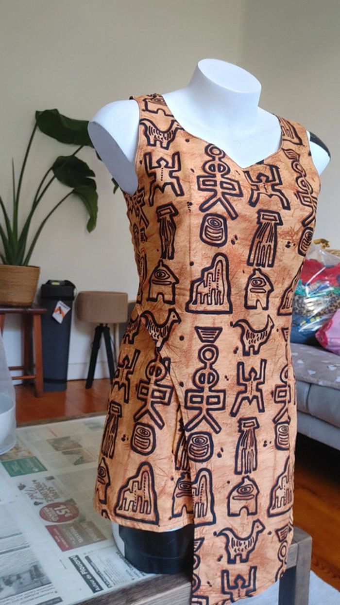 Haut top tunique sans manche tissu africain wax Batiq Sénégal - photo numéro 7