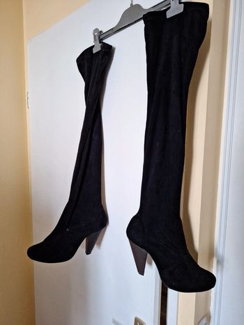 Bottes cuissards matière genre daim