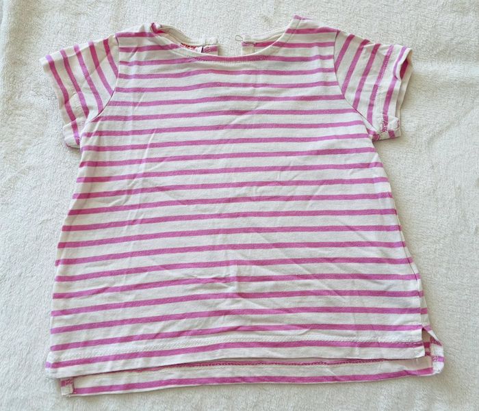 Tee shirt manche courte rose et blanc Lefties 12-18 mois 86cm
