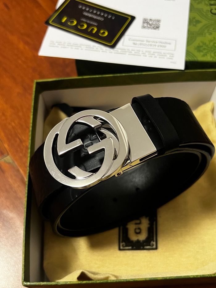 Ceinture homme Gucci GG à boucle argentée