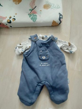Ensemble Salopette chaude et body 1 mois