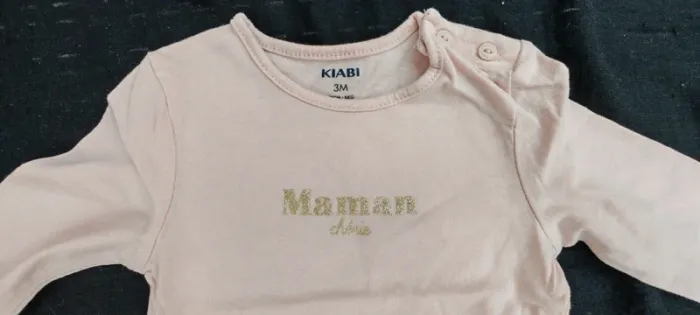 T-shirt manche longue Fille 3 mois Kiabi 🌸 “Maman d’amour” - photo numéro 2