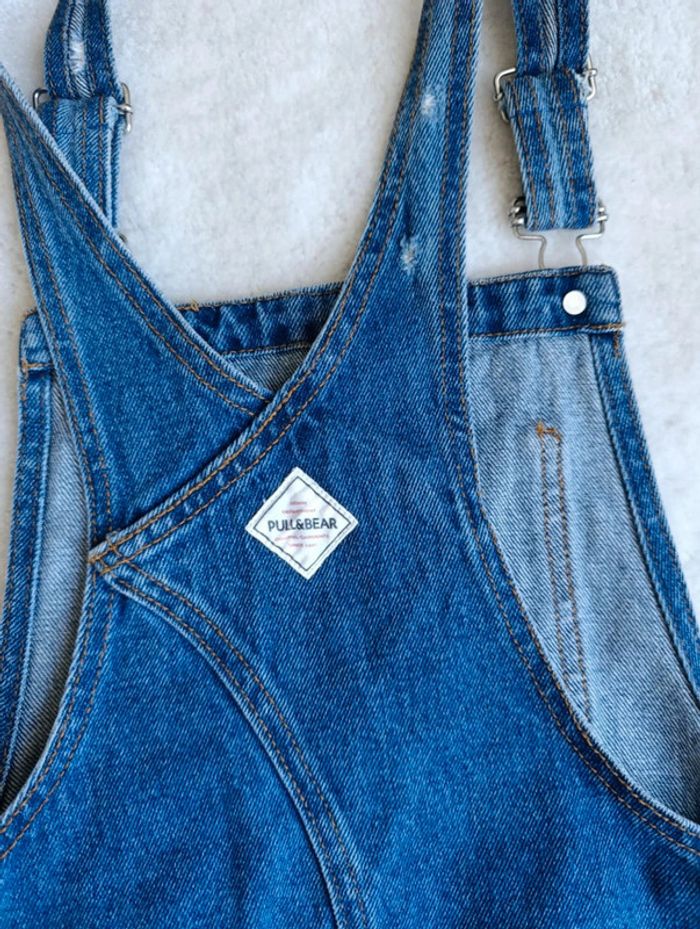 Robe courte salopette Pull & Bear M bleu 100% coton - photo numéro 10