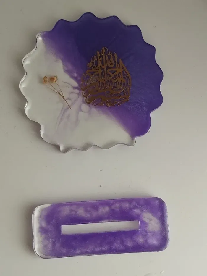 idée cadeau ornement bureau coiffeuse couvre tasse en résine et fleur naturelle abr001 - photo numéro 7