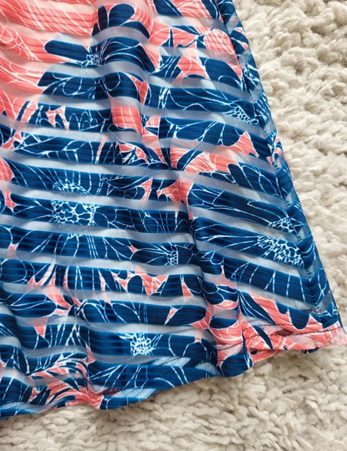 Jupe fleurie corail et bleu marine Jus d'Orange Taille 2 - photo numéro 3