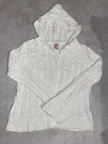Gilet à capuche Faded Glory blanc en maille torsadée – Taille M