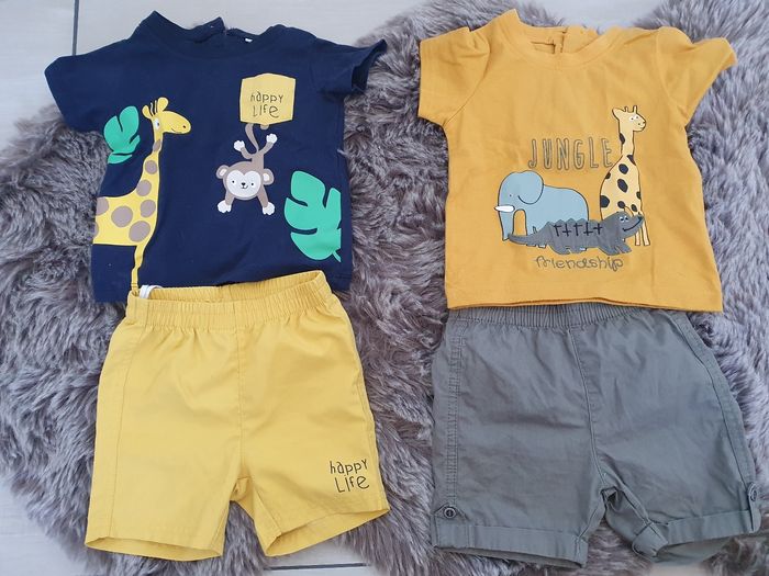 Lot 2 ensembles t shirt + short 6 mois