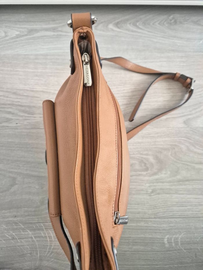 Sac porté travers confort Marron Tan Hexagona - photo numéro 10