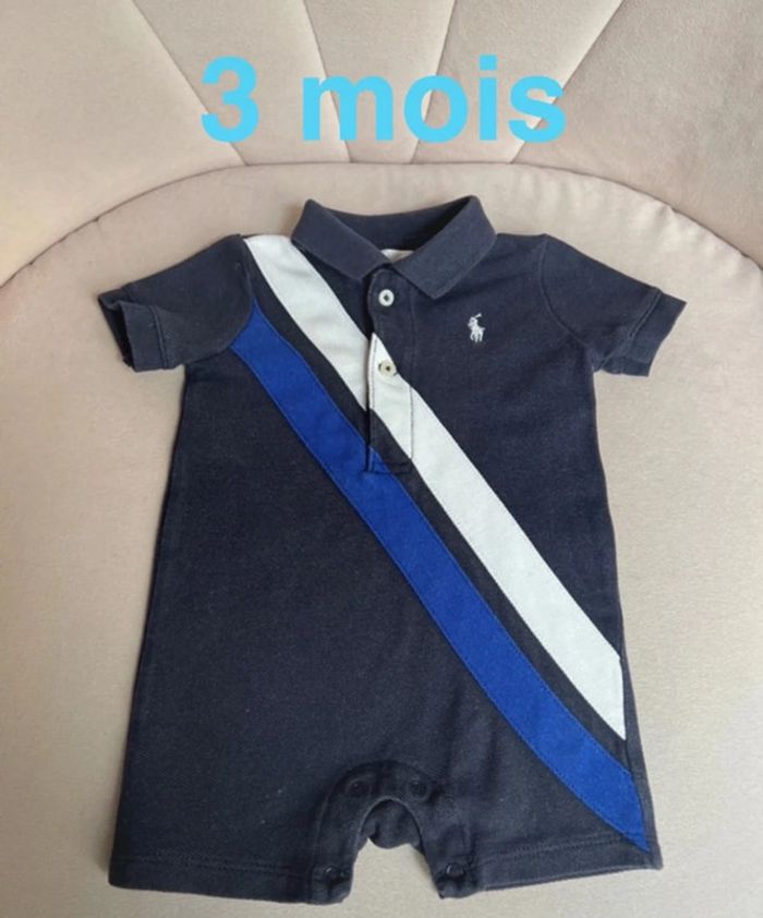 Combishort polo piqué de coton manches courtes 3 mois - Ralph Lauren - photo numéro 2