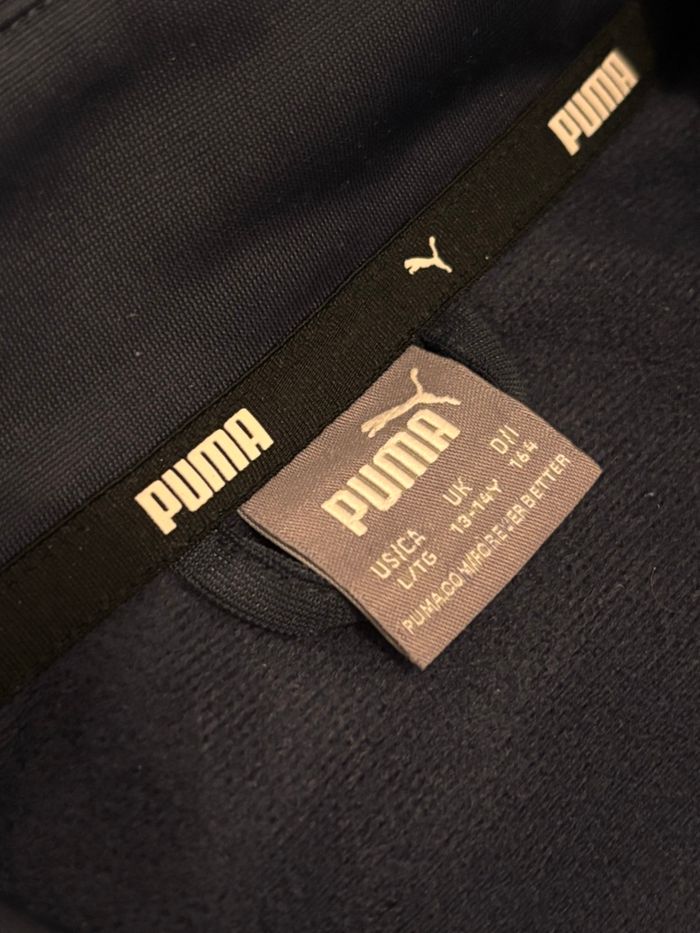 gilet zippé sans capuche puma taille 13-14 ans bleu marine et blanc avec poches - photo numéro 4