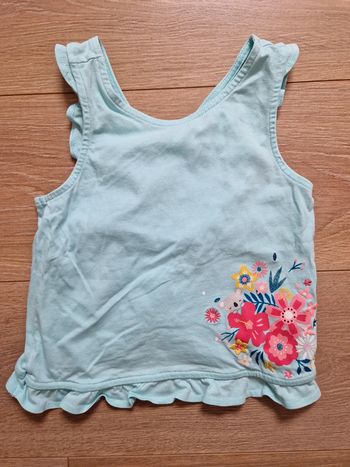 Débardeur été fille Sergent Major bleu ciel fleurs 116 cm