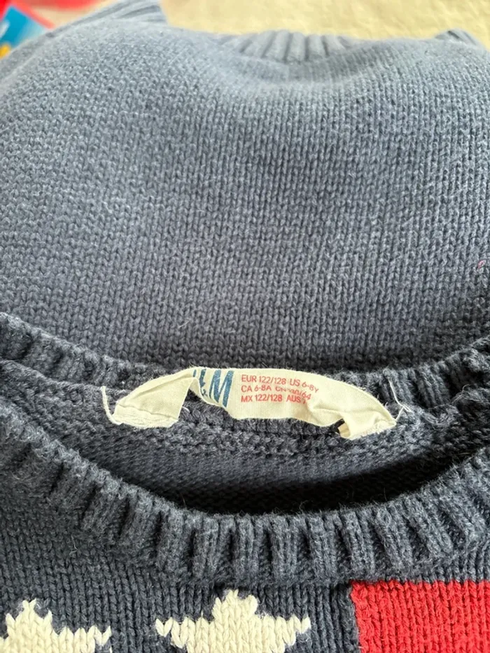Sweat bleu 6-8 ans H&M 100% coton - photo numéro 3