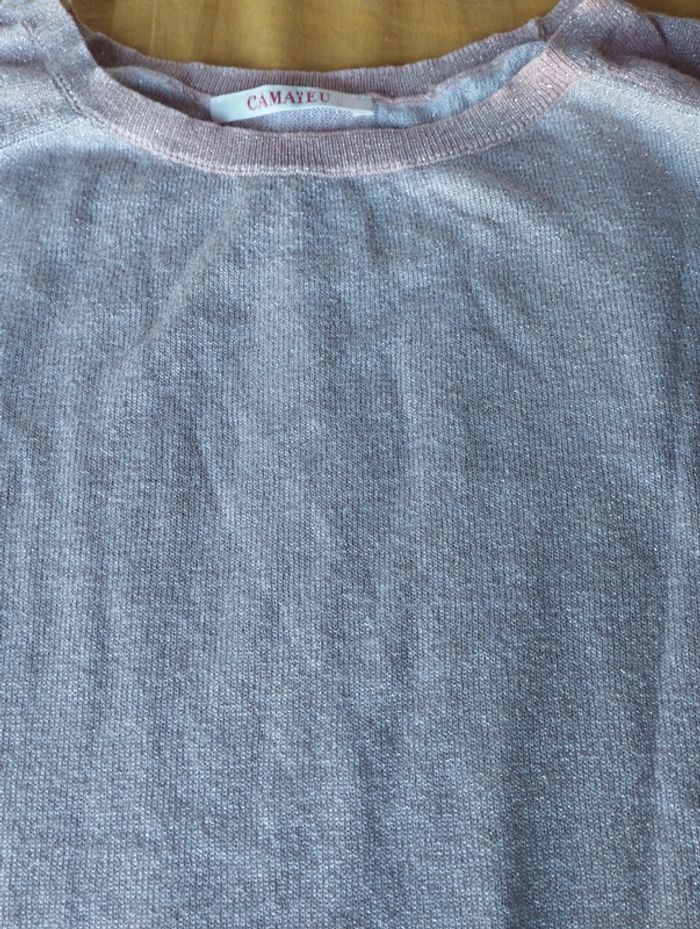 Pull fin rose pailleté - photo numéro 4