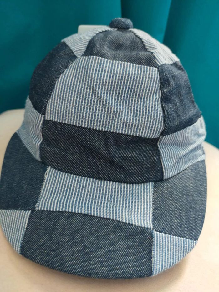 Casquette enfant en jean patchwork vintage - 100% coton - photo numéro 2