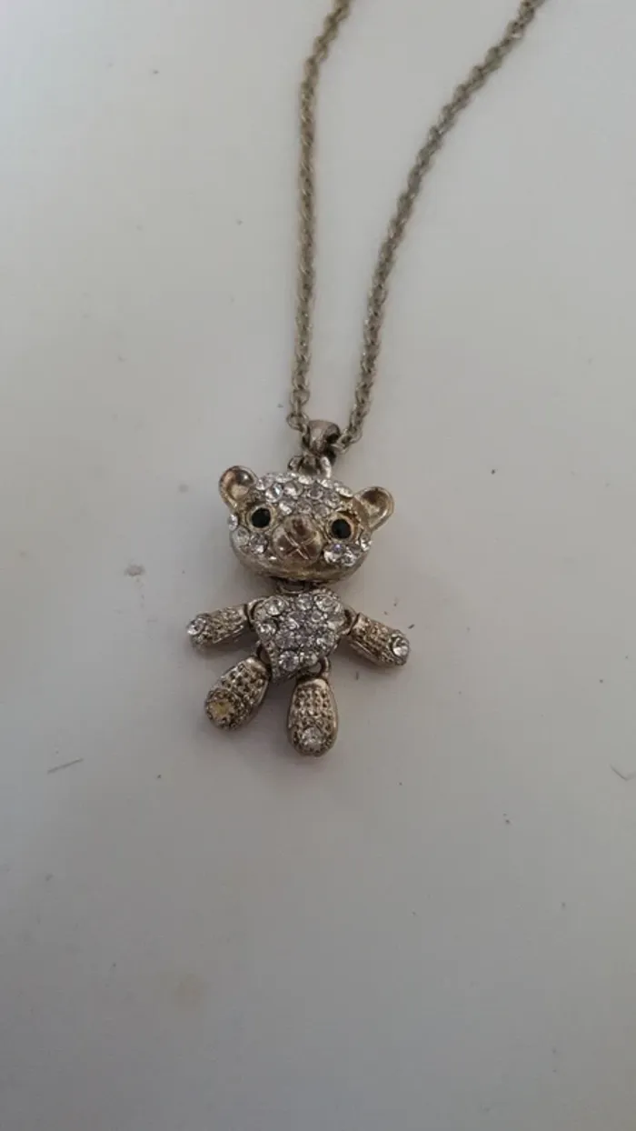 Collier argenté pendentif nounours - photo numéro 2