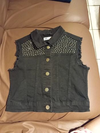 Veste en jeans sans manche noire en brillant H&M 152 cm