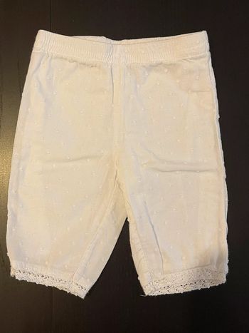 Pantalon blanc motif pois à relief