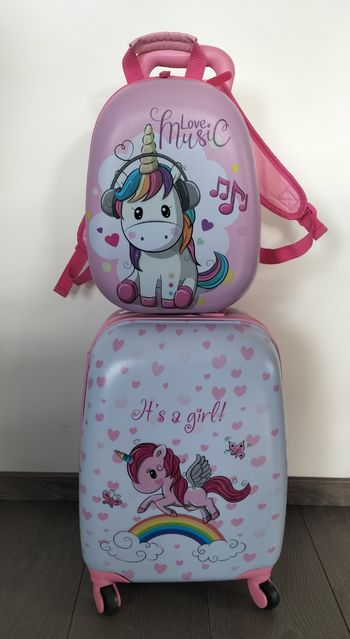 Ensemble valise + sac à dos licorne