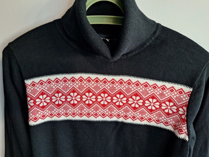 Pull col roulé tommy hilfiger vintage noir et rouge femme - taille M - photo numéro 2