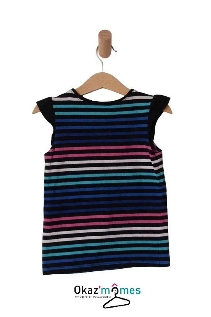 T-shirt rayé noir/bleu/rose - Little Marcel 6 ans (116cm) - photo numéro 2
