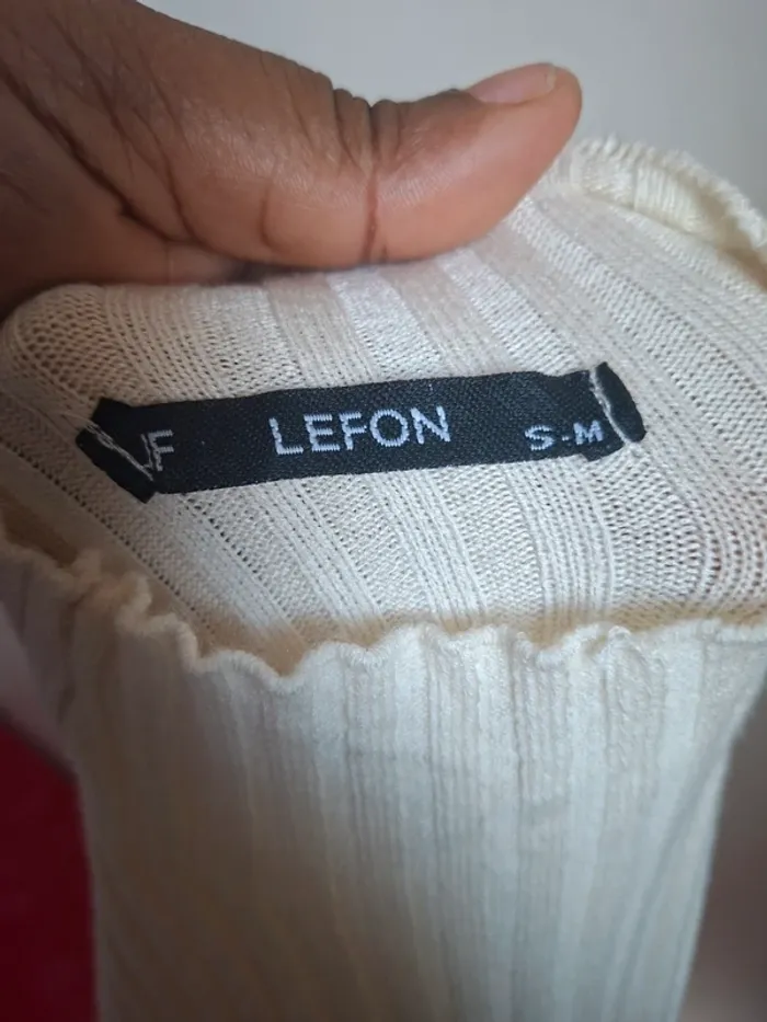 Robe pull côtelée beige à découpes JF Lefon taille S-M, neuve - photo numéro 5