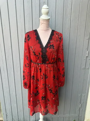 Robe fleurie coloré manches longues légère doublée 36/S