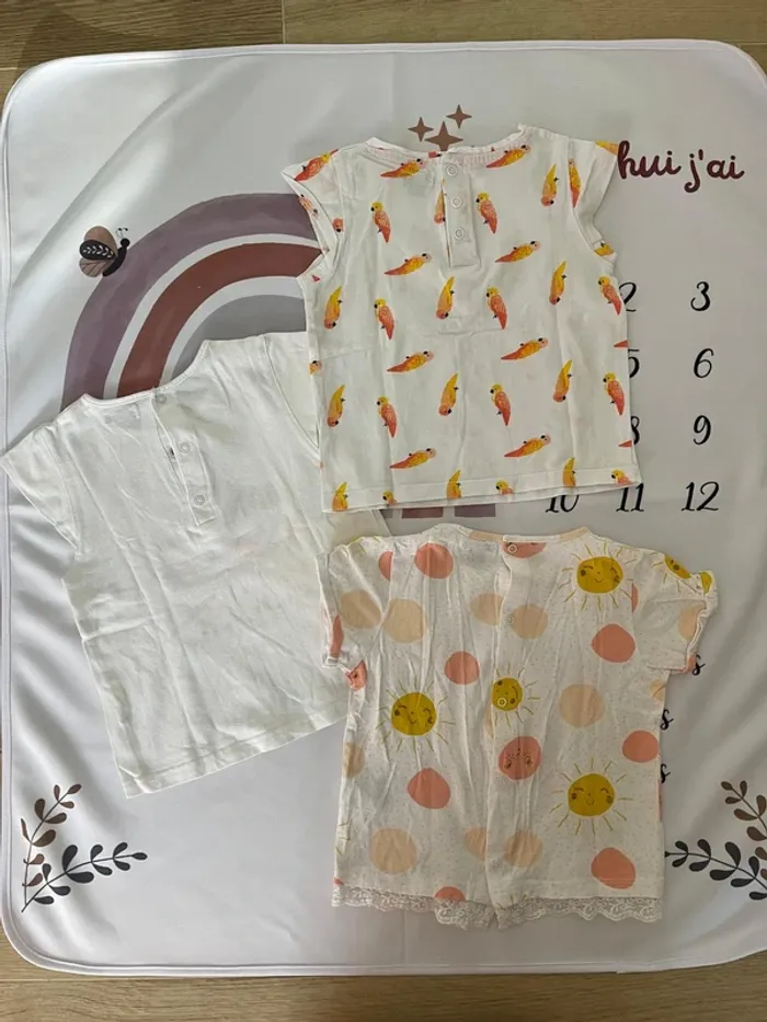 Lot de 3 t-shirts manches courtes bébé fille – Kiabi – Taille 18 mois / 82 cm👕👶 - photo numéro 2