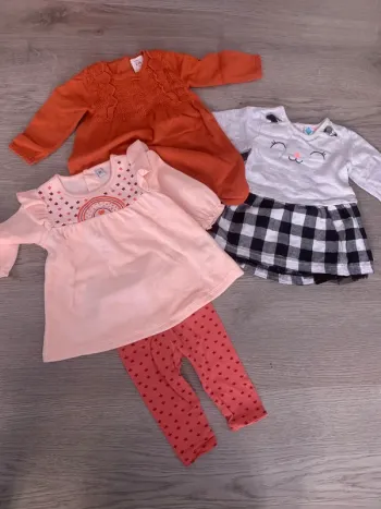 Lot de 3 robes demi-saison fille 6 mois