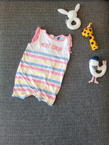 Combishort/barboteuse marinière multicolore 18 mois