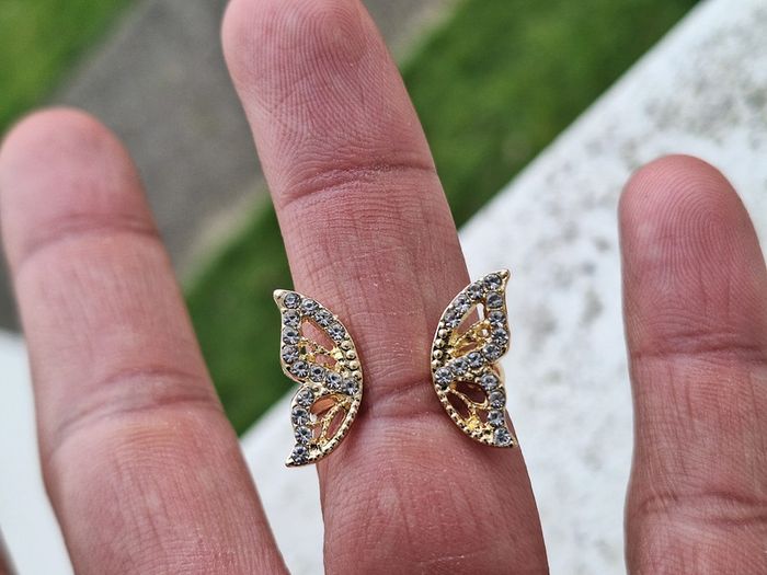Bague ouverte Dorée avec strass Motif Papillon en Acier Inoxydable ajustable pour elle - photo numéro 5