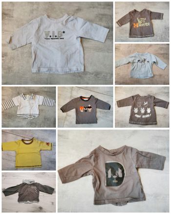 🚒 Lots de 9 tee-shirt manche longue 3 mois 