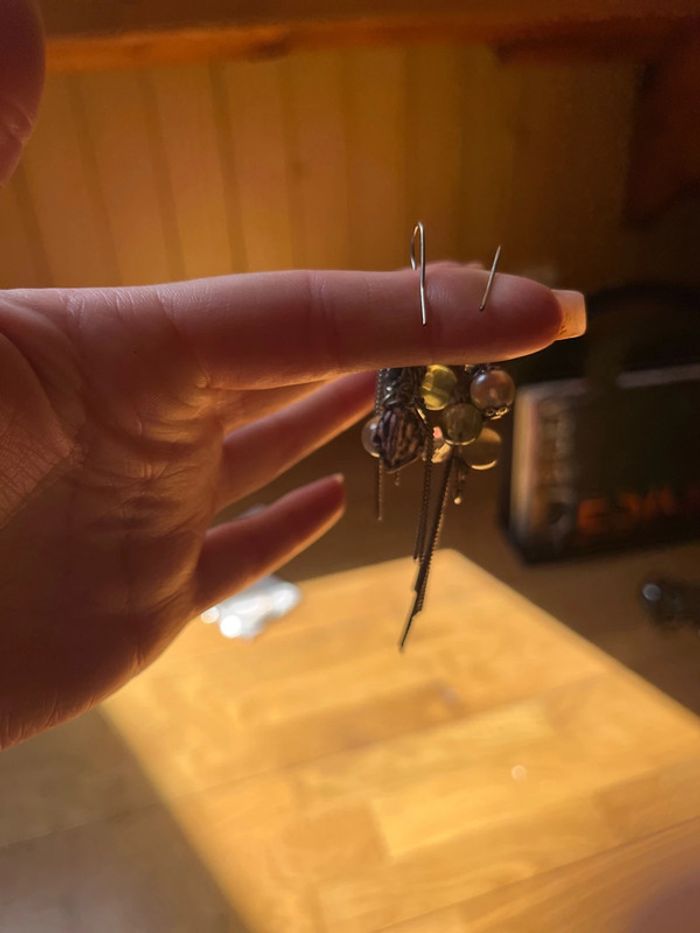 Lot bijoux artisanaux faits main – boucles d’oreilles, collier réglable & porte-clés - photo numéro 7
