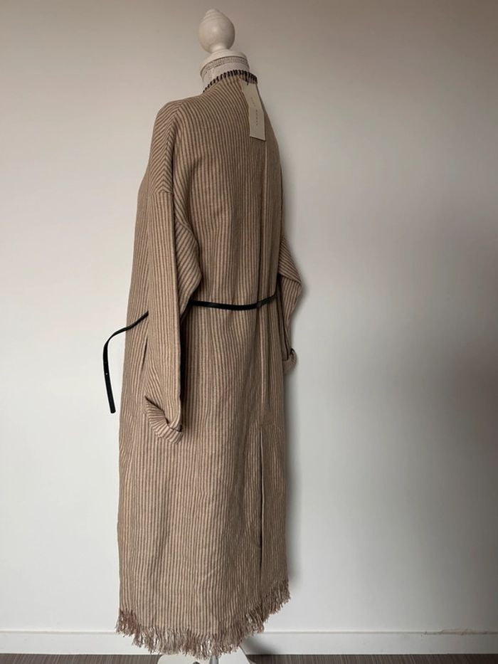 Manteau veste Zara cardigan gilet rayures Abrigo Cappotto Chaqueta long vestido Chaleco vest Rebeca - photo numéro 3