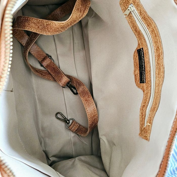 🇮🇹Sac a main 100% Cuir Camel verapelle🇮🇹 The genuine leather neuf avec Bandoulière - photo numéro 6