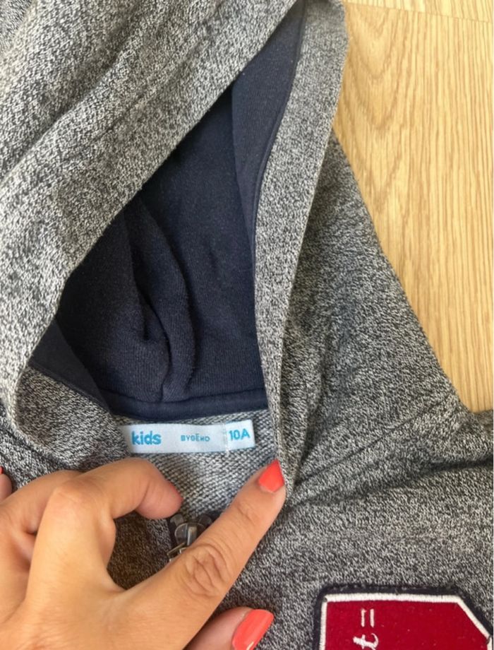 Gilet zippé à capuche Gemo bleu marine et gris - photo numéro 5