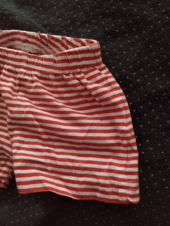 Short en coton rayé blanc et rouge