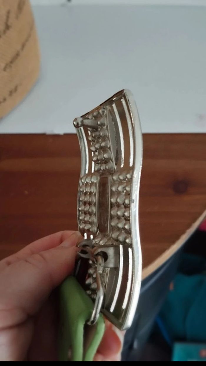 Ceinture verte boucle argenté 95 cm - photo numéro 7