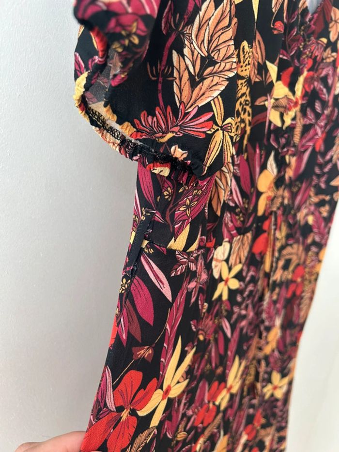 Robe d’été fleurs et animaux - cache cache taille 40 rouge bordeaux - - photo numéro 4