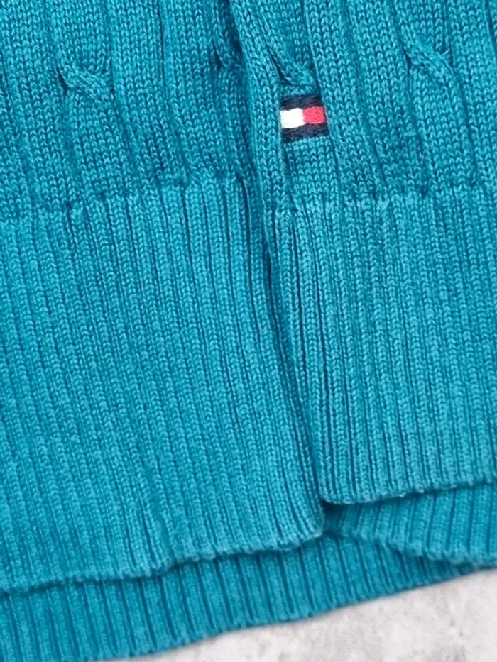 Pull torsadé col V Tommy Hilfiger bleu turquoise, XL Femmes - photo numéro 5