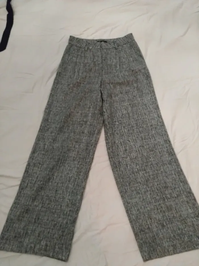 Pantalon Vila T38 – maille épaisse, coupe large oversize gris chiné - photo numéro 2