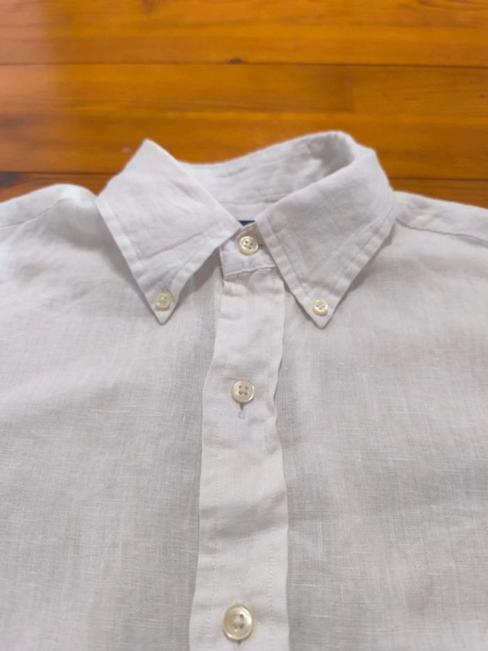 Chemise en Lin - Ralph Lauren - Ocean wash linen - Logo brodé bleu - Blanc - Taille S - photo numéro 7